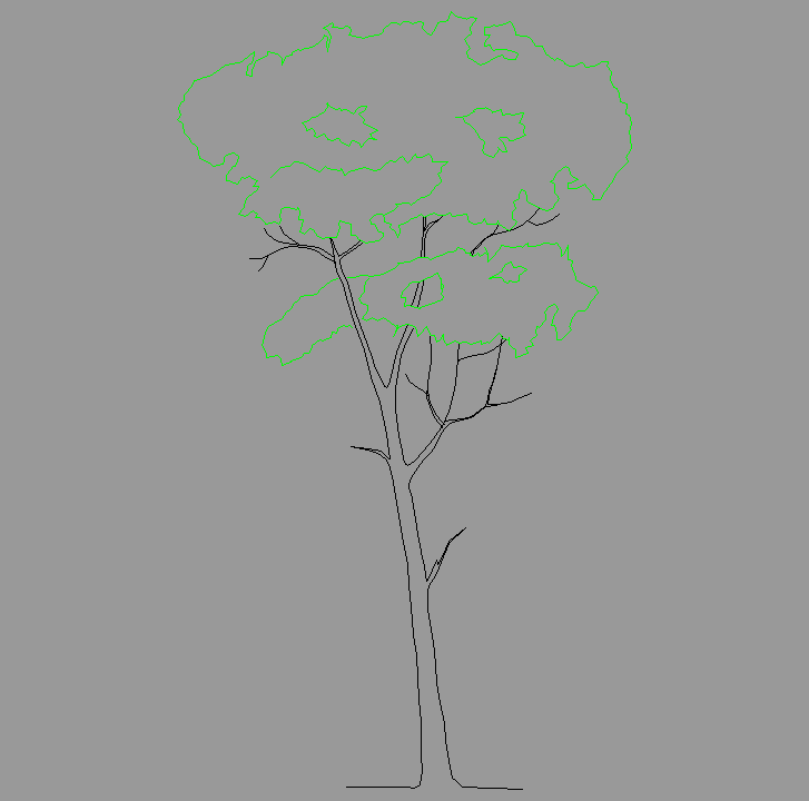 Bloque Autocad Vista de Árbol Color 01 en Alzado